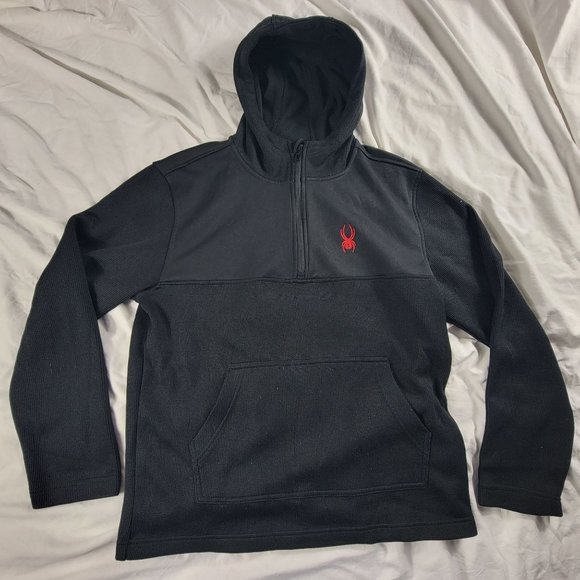 Spyder Mens Large 1/4 Zip Hoodie Sweater Long Sleeve Winter Warm Casual - Picture 1 of 10
